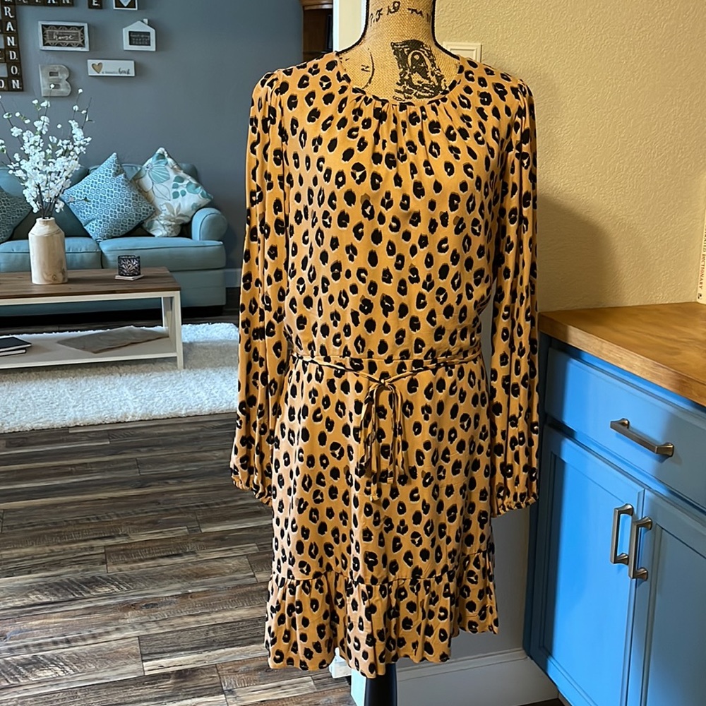 A New Day | Large | animal print | pleated Dress